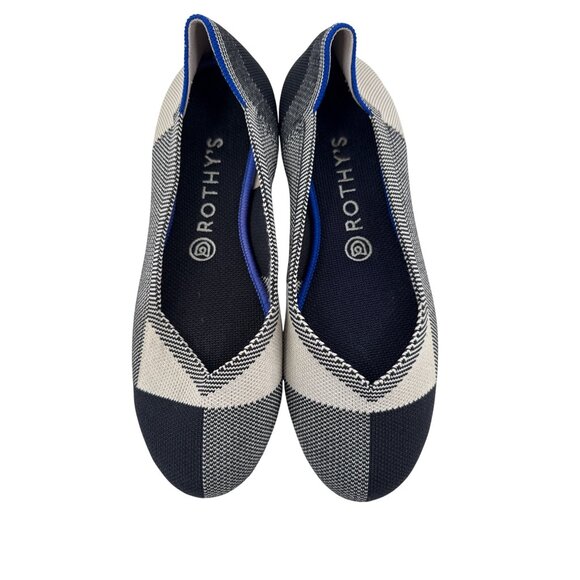 Rothys Womens Flats Size 8.5 Eco-Friendly Knit Black & Cream Made In China - Picture 3 of 8